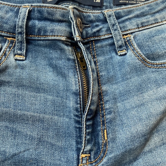 Hollister 27 Regular High Waisted Skinny Distressed Ripped Dark Blue Jeans - Picture 4 of 10